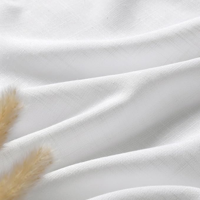 White Kitchen Curtains 36 Inch Length Set 2 Panel Back Tab Pocket Semi Sheer - Image 5