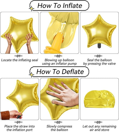 Gold Star Balloons, 22/18/10 Inch Foil Balloons, Four-Pointed Balloon - Image 3