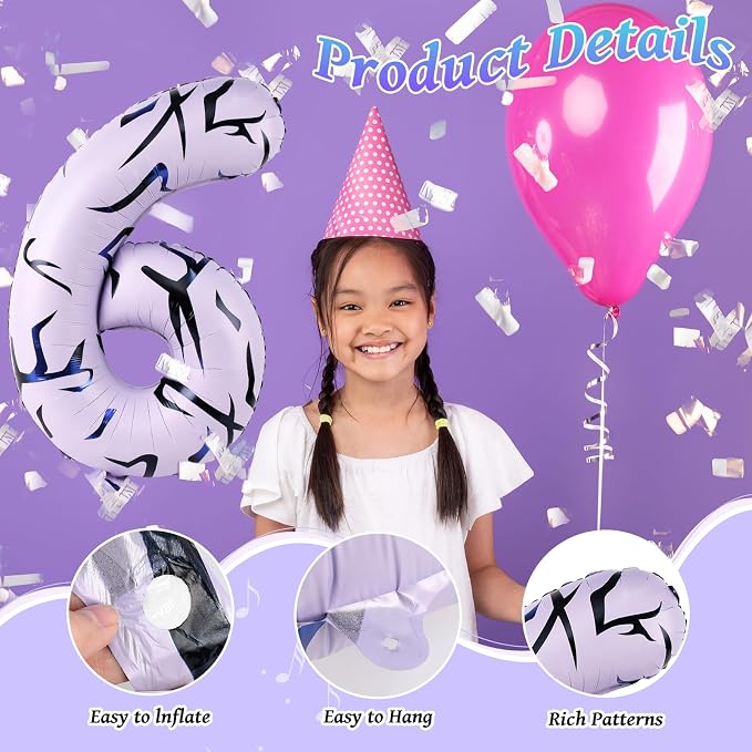 40 Inch Kpop Theme Number 6 Balloon, Birthday Party Decorations - Image 4