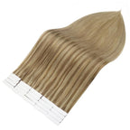 Full Shine Invisible Tape in Hair Extensions Human Hair 20 Inch Color 10 Fading to 16 Golden Blonde Highlight 16 Double Sided Tape in Hair Extensions 50 Grams Skin Weft Hair Extensions Tape in 20 Pcs
