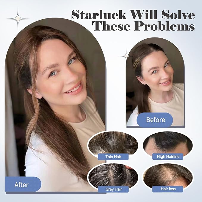 HAIRCUBE Hair Toppers for Women 100% Real Human Hair,Ombre Ash Blonde,6"*5.5"MONO Large Base,65g Hand-moven Real Human HairToppers for Women with ThinningHair
