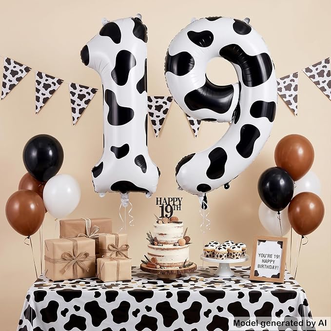 40 Inch Cow Print Number 19 Balloon - Image 3