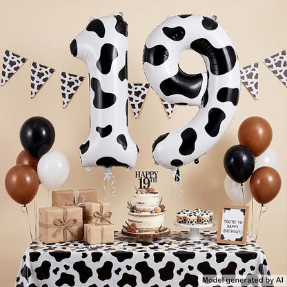 40 Inch Cow Print Number 19 Balloon - Image 3