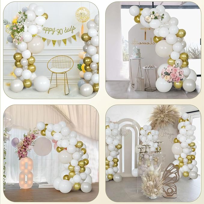 Pearl White Double Stuffed Balloon Arch Kit - Image 5