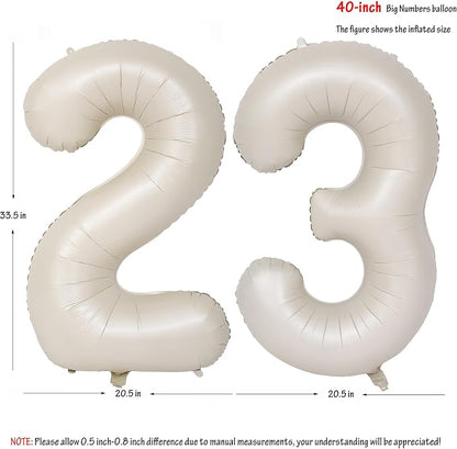 40 In Cream white Number Balloons Helium Foil Mylar Balloon Digital 23 | - Image 2