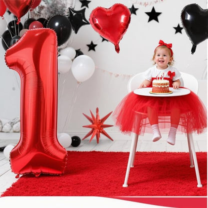TONIFUL 1st Birthday Balloons Kit 40 Inch Red Large Number 1 Foil Balloon | - Image 3