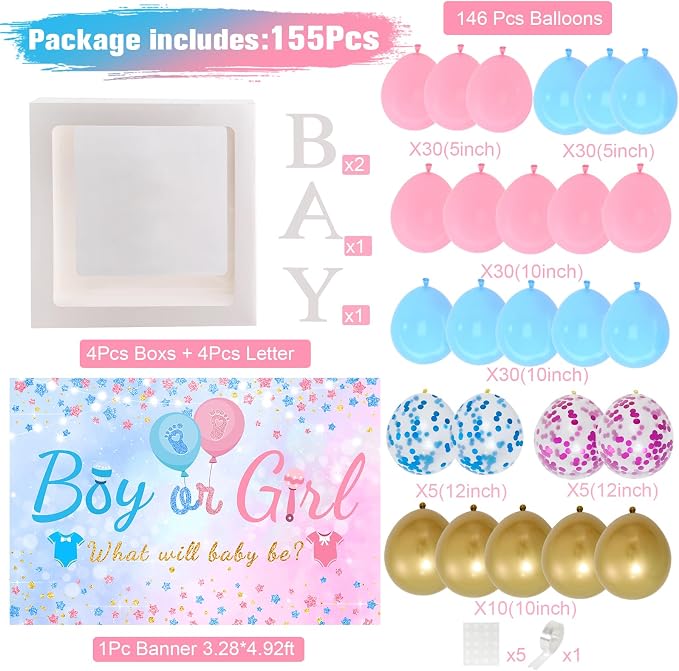 Frigg Pink Blue Gender Reveal Decorations | Balloon Arch Garland Kits, Backdrop - Image 5