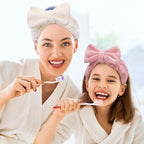 3 Pieces Wash Face Headband Makeup Spa Headband Towel Terry Hair Bands Microfiber Bowtie Shower Facial Adjustable HairBand for Women (Pink, Blue, White)