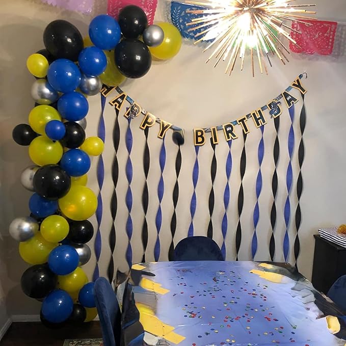 Balloons Blue Yellow and Black 60 Pcs, 12 Inch Dark Blue Yellow and Black Latex - Image 6