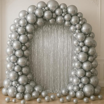 Voircoloria Silver Foil Fringe Backdrop Curtains, Birthday Party Decorations - Image 8
