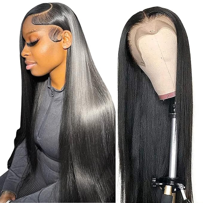 13x6 Straight Lace Front Wigs Human Hair HD Transparent Lace Front Wigs for Black Woman Brazilian Pre Plucked Natural Color 26 Inch