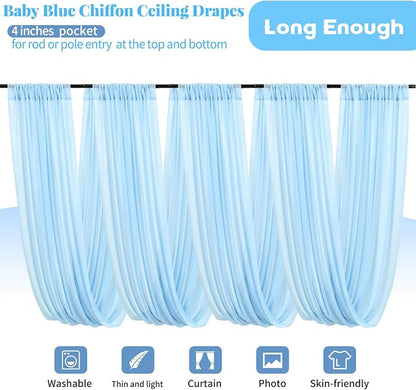 Showgeous 6 Panels Baby Blue Ceiling Drapes - Image 3