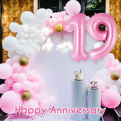 Pink Number 19 Balloon, 40 Inch Big Large Foil Helium Number Balloons, Giant - Image 7