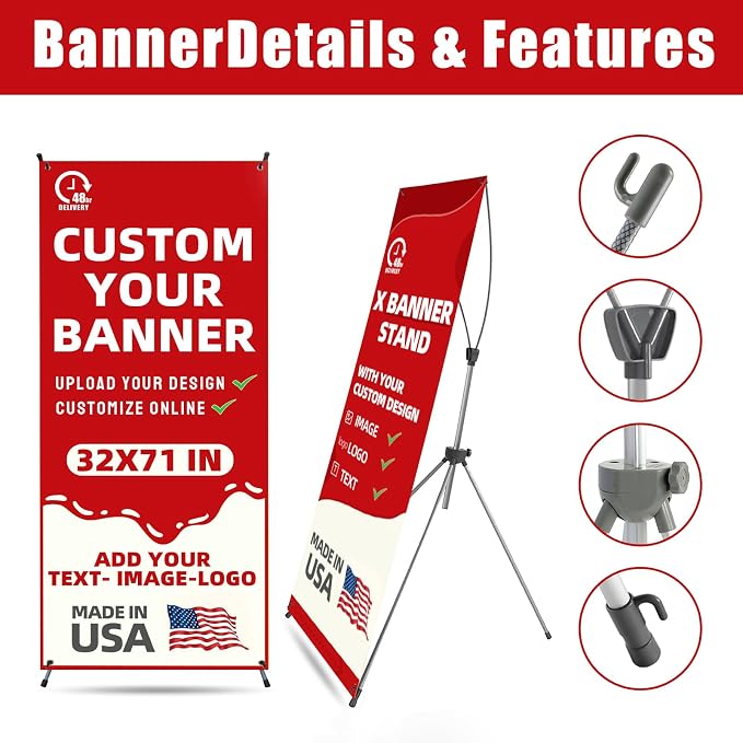 Custom X Banner Stand 32"x71", Portable Retractable Banner - Image 5