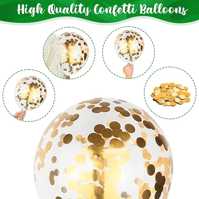 Green Gold Balloons Set, Dark Green Pearl Lime Green Metallic Gold White - Image 3