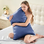 INFIIXSO Silk Pillow Cases 2 Pack Standard Size, Ultra Smooth & Soft Mulberry Silk Pillow Case for Hair and Skin, Breathable Cooling Silk Pillowcase with Hidden Zipper (Navy, 20x26 Inches)