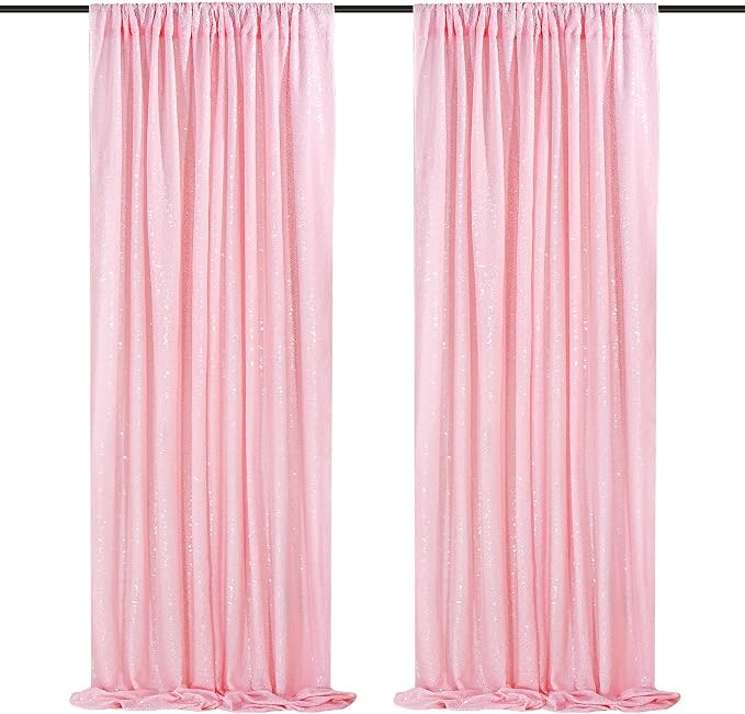 Pink Sequin Backdrop 2 Panels 2FTx8FT Birthday Party Backdrop Curtains | by QueenDream