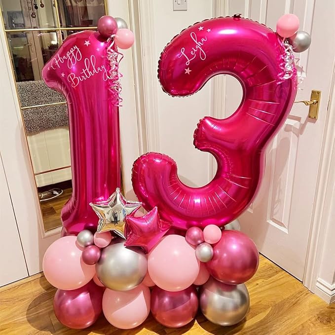 Hot Pink 13 Balloon Numbers, 40 Inch 13th or 31st Birthday Balloon Foil Mylar - Image 5