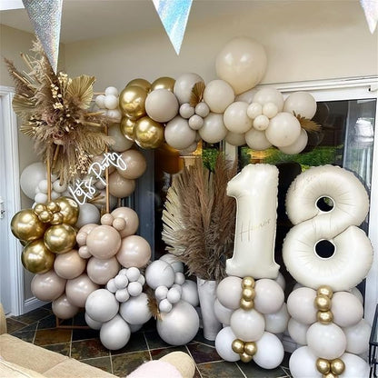 40 Inch Cream Foil Balloon Number 8, Giant Self Inflating Beige Number Balloons - Image 3