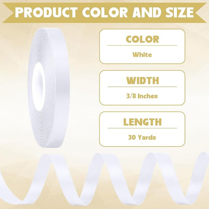 30Yards Thin White Ribbon 3/8In - Image 2