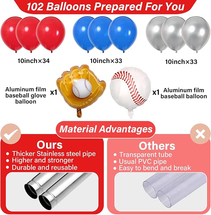 2 Sets Baseball Balloon Column Stand Kit - Image 3