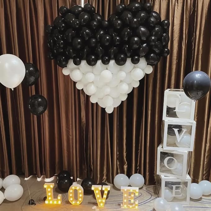 100pcs Black and White Balloons 12 Inch Thickened Latex Balloons - Image 6