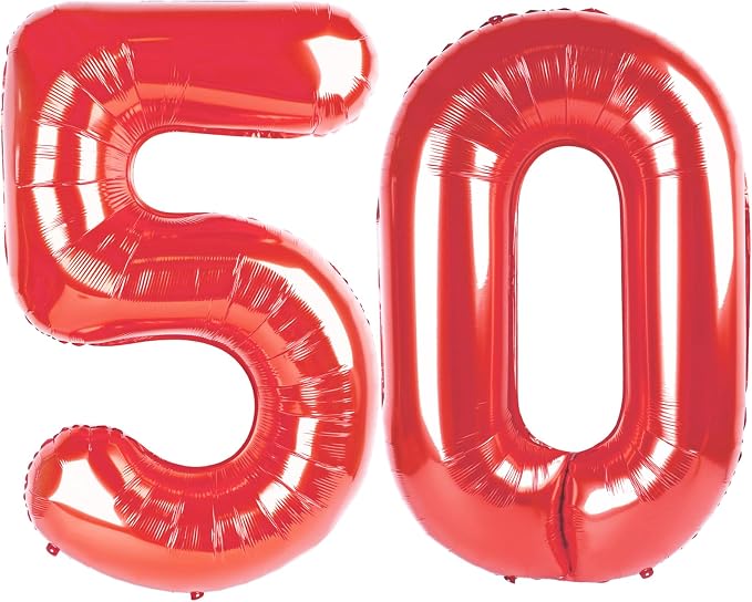 50 Balloon - Red Birthday Number Balloons, 40 Inch Decorations Men Women | Red by ALPHADELTAPI