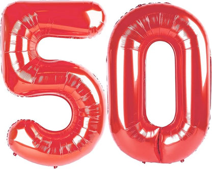 50 Balloon - Red Birthday Number Balloons, 40 Inch Decorations Men Women | Red by ALPHADELTAPI