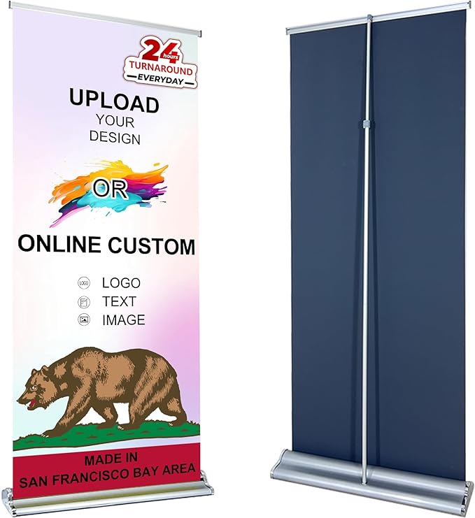 CUSTOM Retractable Banner Stand 33.5"x80" MADE IN USA UV Printing 1-2 DAY by JUST4SIGNS