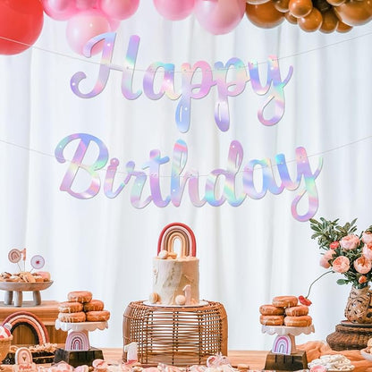 Glitter Happy Birthday Banner Sign Birthday Garland Wall Door Banners Flag - Image 6