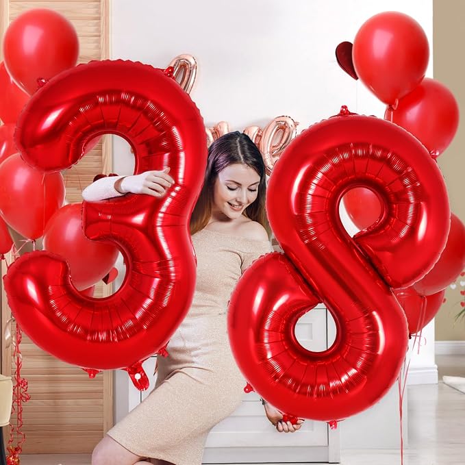 Red Number 8 Balloon 40 Inch, Big Large Foil Helium Number Balloons, Jumbo - Image 5