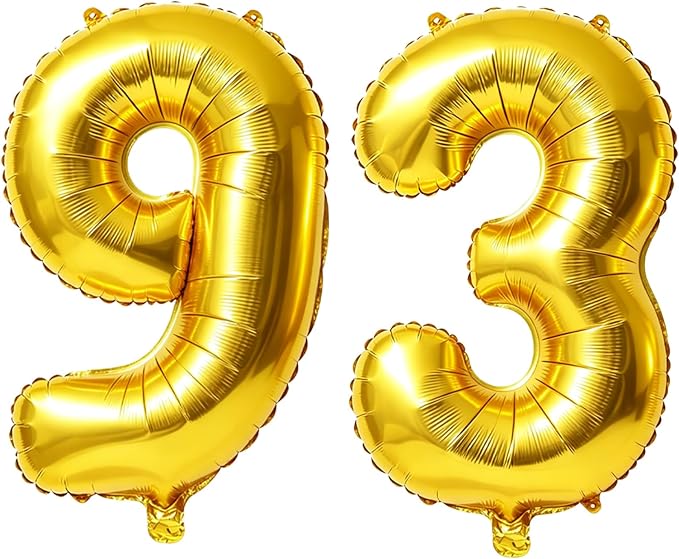 40 Inch Number 93 Balloons for 93rd Birthday Party Decorations, 0-100 Gold by FOBELEC