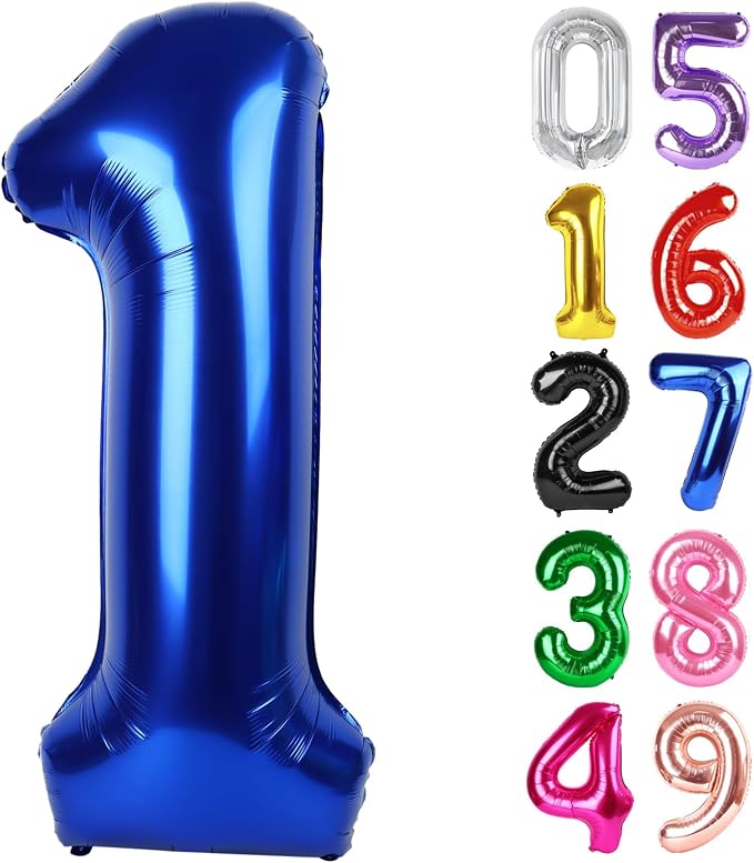 NightBlue Number 1 Balloon 40 Inch, 1st Birthday Decorations Men Women | Foil by IWERP