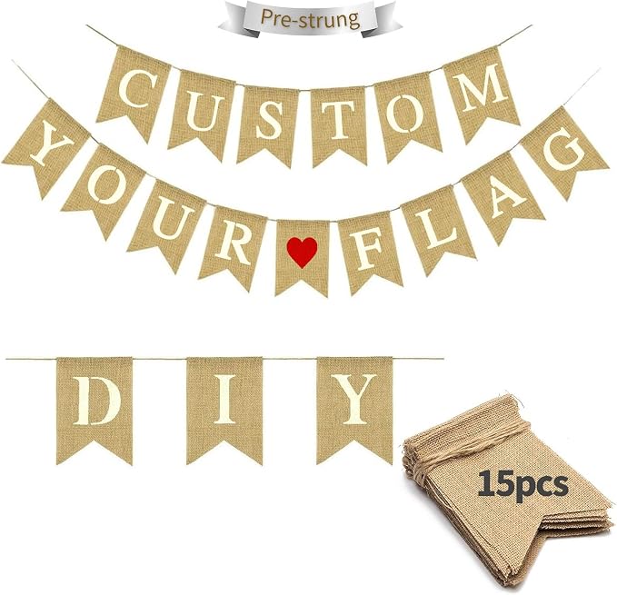 15pcs Blank Customizable Burlap Banner Set by MLAPIS