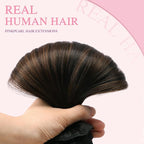 PINKPEARL Clip in Hair Extensions, 16 Inch 7pcs 120g #1BT4 Balayage Natural Black to Chocolate Brown, Hair Extensions Real Human Hair Clip Ins Natural Straight Hair for Women(#1BT4-16)