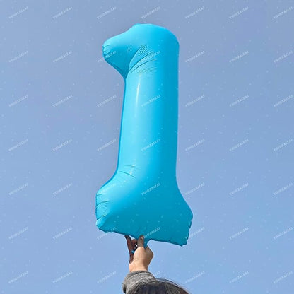 40 IN Blue Birthday Number 0 Balloon Fluorescent Blue Helium Foil Balloon | - Image 4