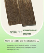 SURNEL 18 inch Tape in Hair Extensions Balayage Chocolate Brown to Caramel Blonde Human Hair Extensions Tape in 20pcs 50g(#4/27/4-18)
