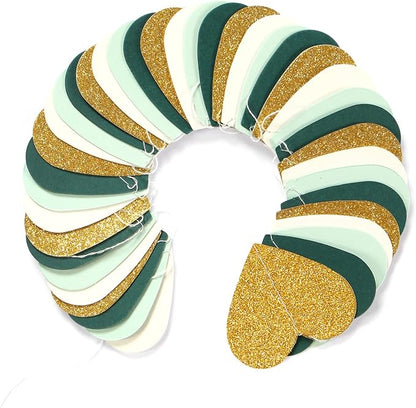 Sage-Green Mint Beige-Gold Love-Heart Garland - 52Ft Rustic Wedding Hanging - Image 3