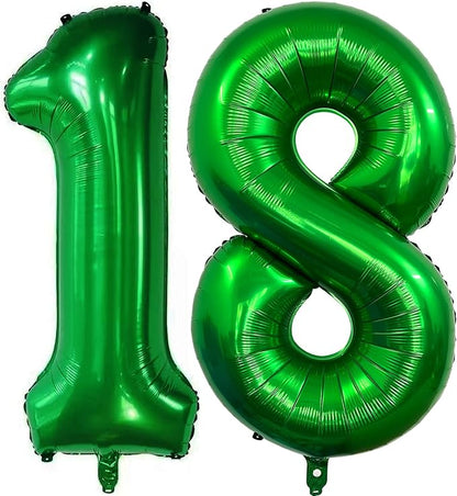 Number 18 Dark Green Balloons 40 Inch Giant Green 18 Numer Foil Helium Balloons by LHOAVWE