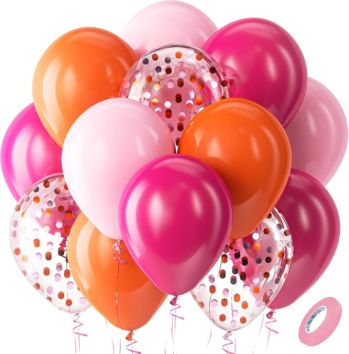 Bezente Pink and Orange Balloons Set 60pcs 12 inch | Light & Hot Pink Orange by Bezente