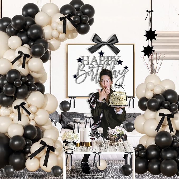 Black and Sand White Balloon Arch Kit - Image 6