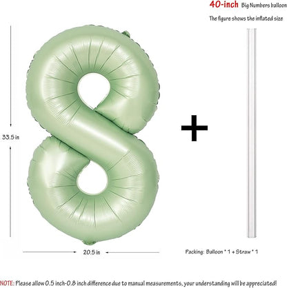 40" Olive green Number Balloon Helium Foil Mylar Balloon Birthday Digital 8 | - Image 2