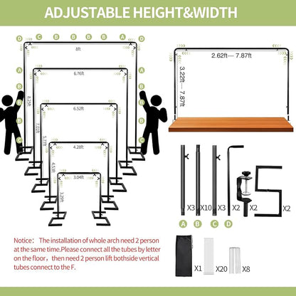 8.2FT x 8FT Square Backdrop Stand Heavy Duty Black Wedding Arch - Image 4