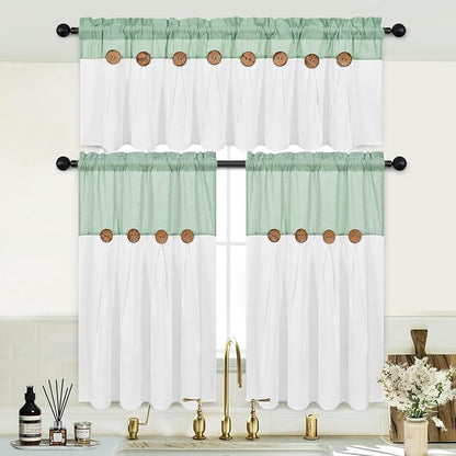 Boho Kitchen Curtains 36 Inch Length, Farmhouse Cotton Linen Tier Curtains - Image 3