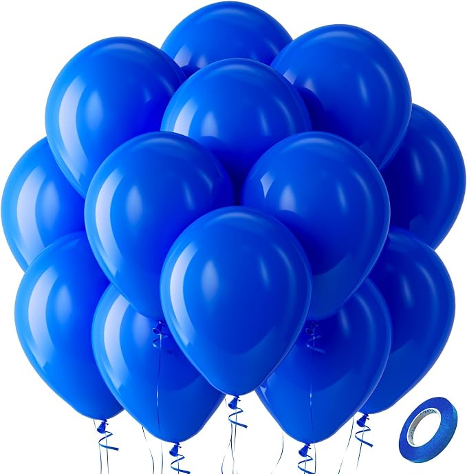 Bezente Royal Blue Latex Round Helium Party Balloons 100 Pack 12 inch | Blue by Bezente