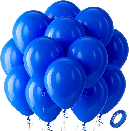 Bezente Royal Blue Latex Round Helium Party Balloons 100 Pack 12 inch | Blue by Bezente