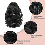 Ponytail Extension, Clip on Ponytails for Women, 9" Claw Clip in Short Curly Wavy Pony Hair Extension for Women - Black