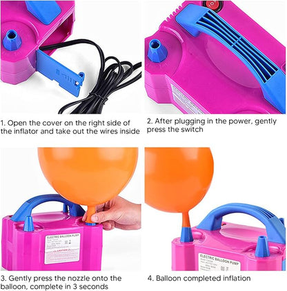 600W Electric Air Balloon Pump Dual Nozzle Automatic Balloon Inflator Blowing - Image 2