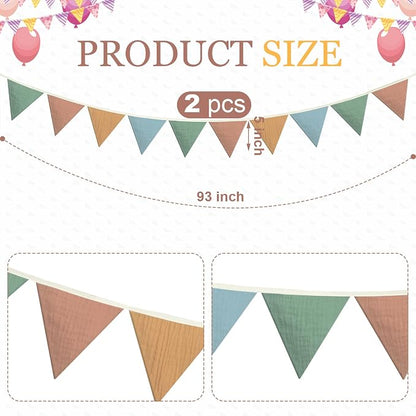 Oudain 2 Pcs Pennant Banner Flags Nursery Garland Triangle Bunting Flags - Image 2