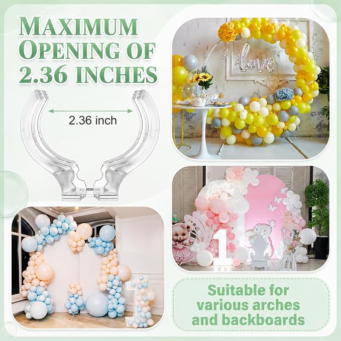 LemonRoad 40 Pack Large Balloon Arch Clips Plastic Transparent Backdrop Spring - Image 3